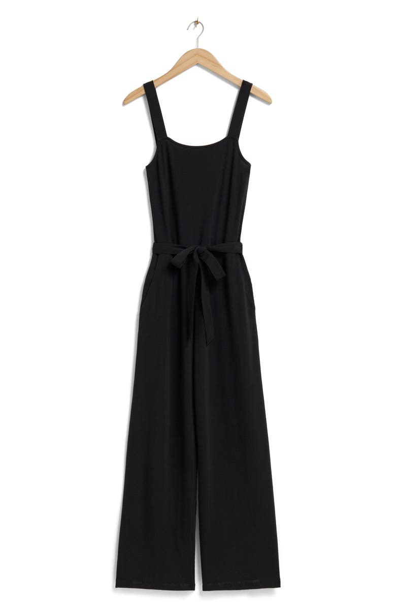 & Other Stories Tie Waist Jumpsuit, Main, color, Black