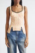 Paolina Russo Floral Rib Jersey Corset Top