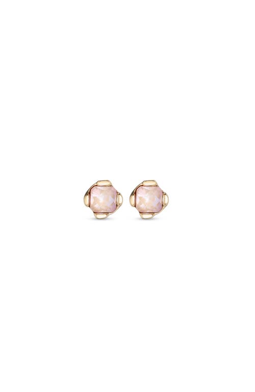 UNODE50 18k gold plated metal alloy earring with small faceted crystal in pink color  product