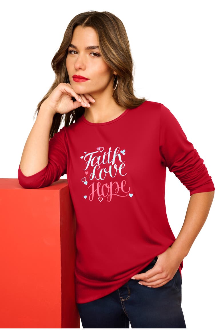 Plus Size Graphic Long Sleeve Tee, Main, color, CLASSIC RED LOVE