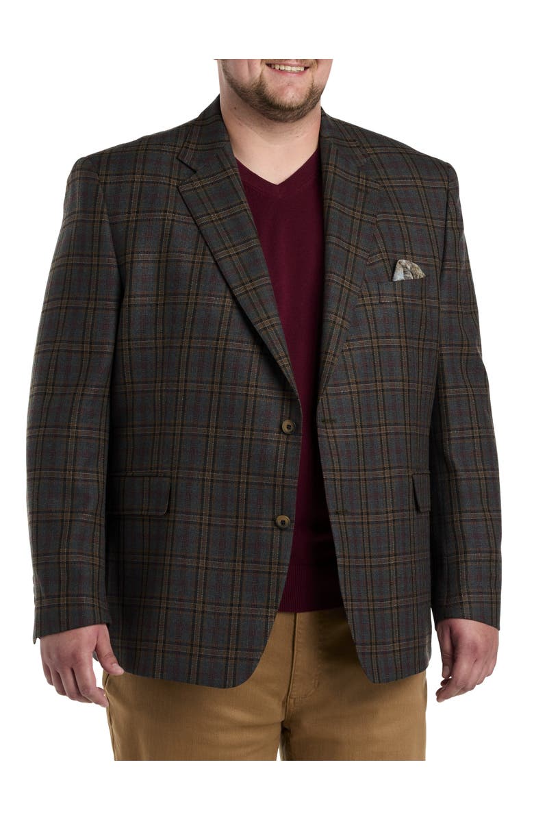 Tallia Wool-Blend Plaid Sport Coat, Main, color, Green