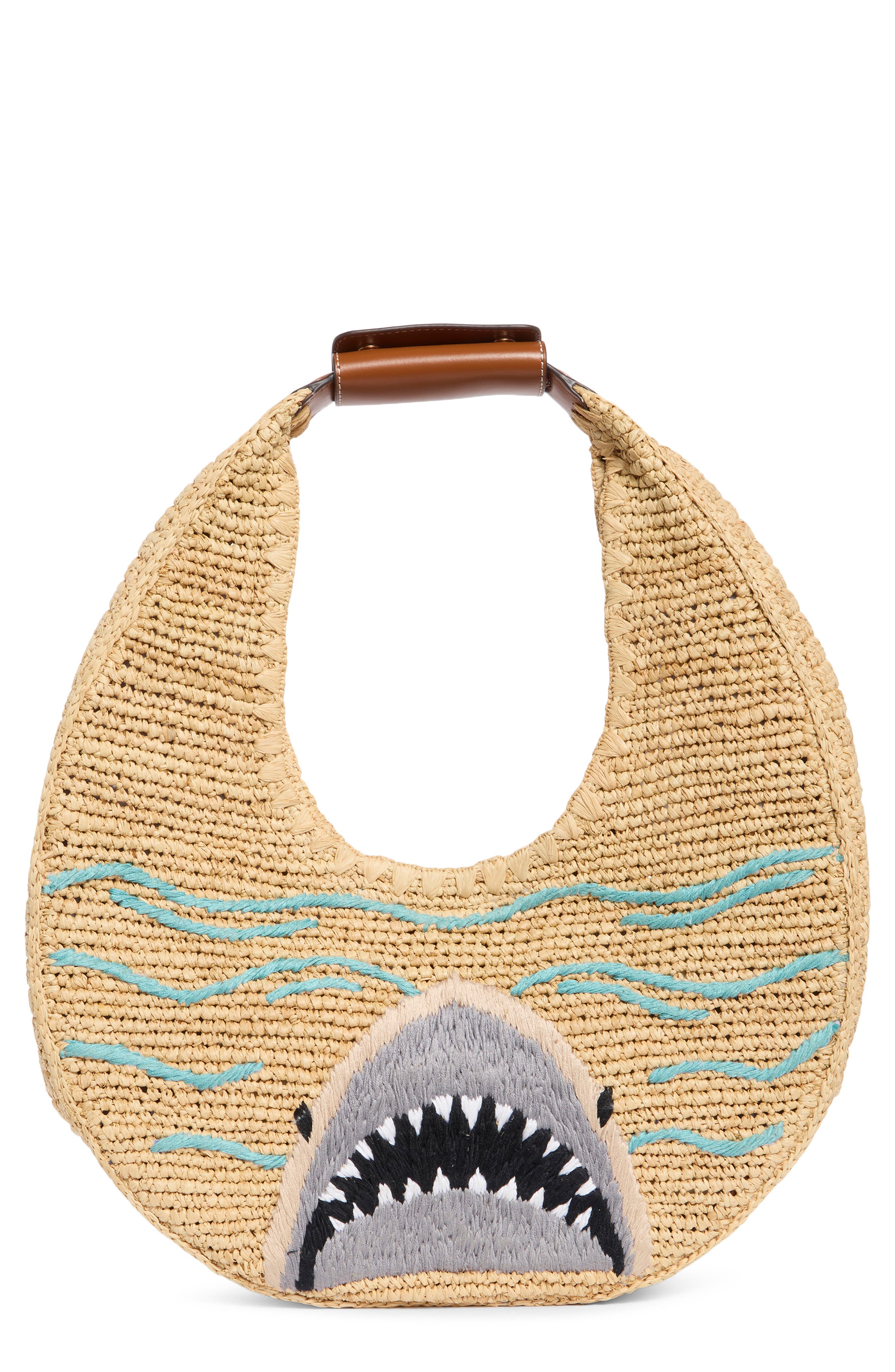 Staud Large Moon Crochet Raffia Tote