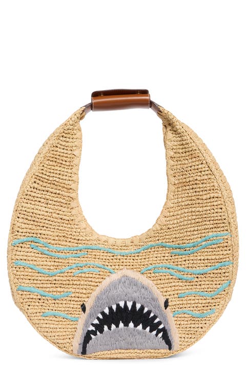 Large Moon Crochet Raffia Tote