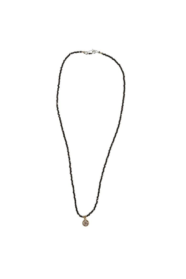Faceted Beaded Charm Necklace, Main, color, bronze