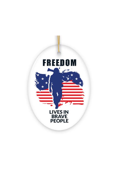 Freedom Lives In Brave People Soldier Flag Ornament