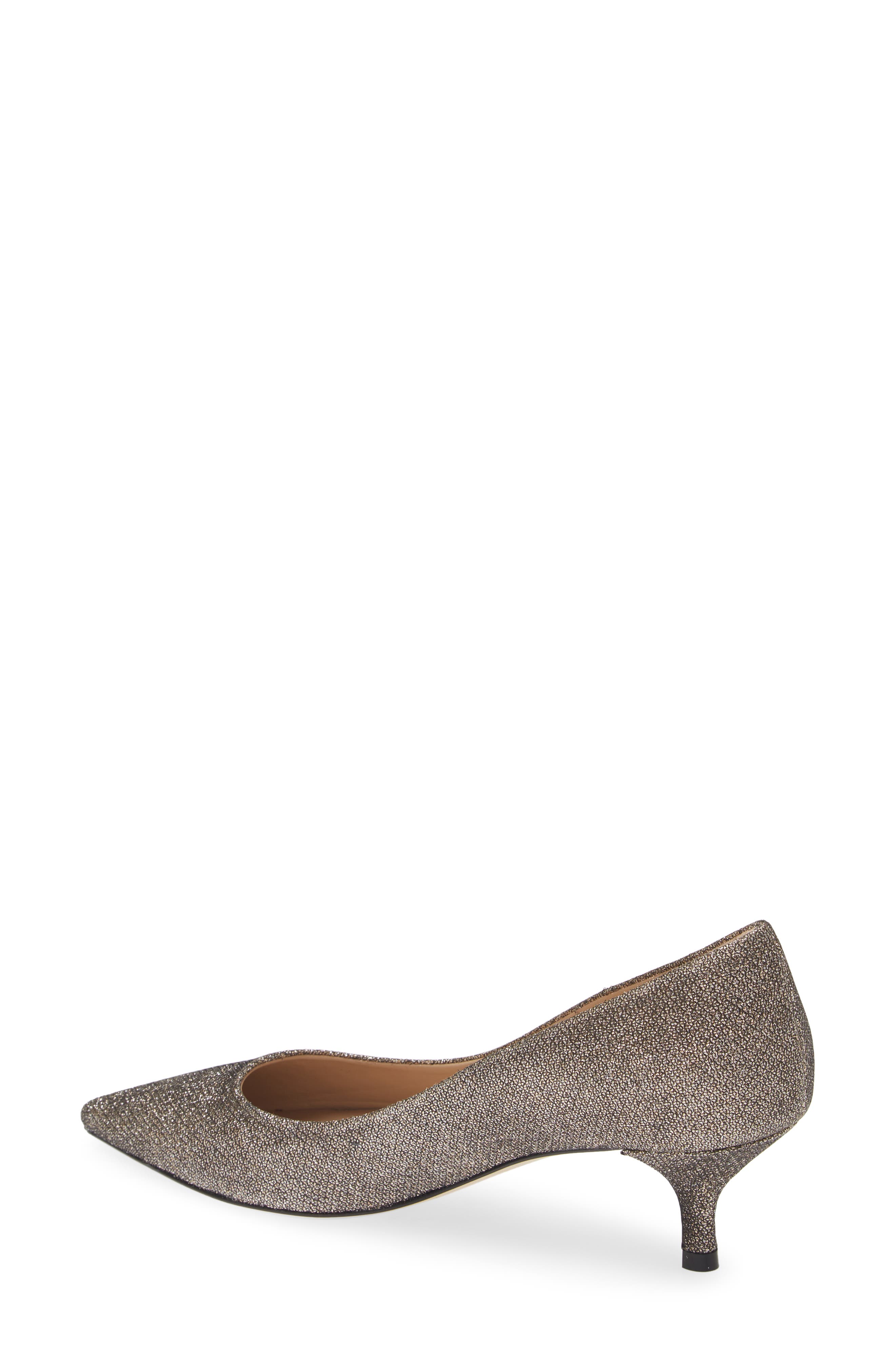 Stuart Weitzman Power Pointed Toe Kitten Heel Pump, Alternate, color, New Pyrite New Noir