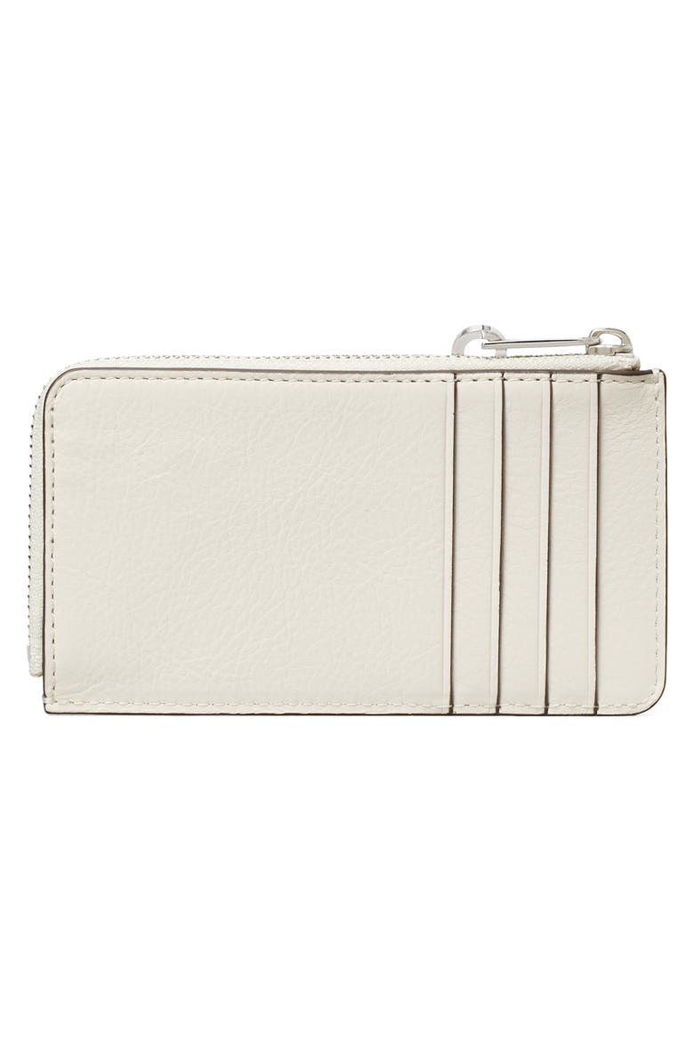 Charlie Quilted Zip Leather Card Case, Alternate, color, LIGHT CREAM / CHARMS