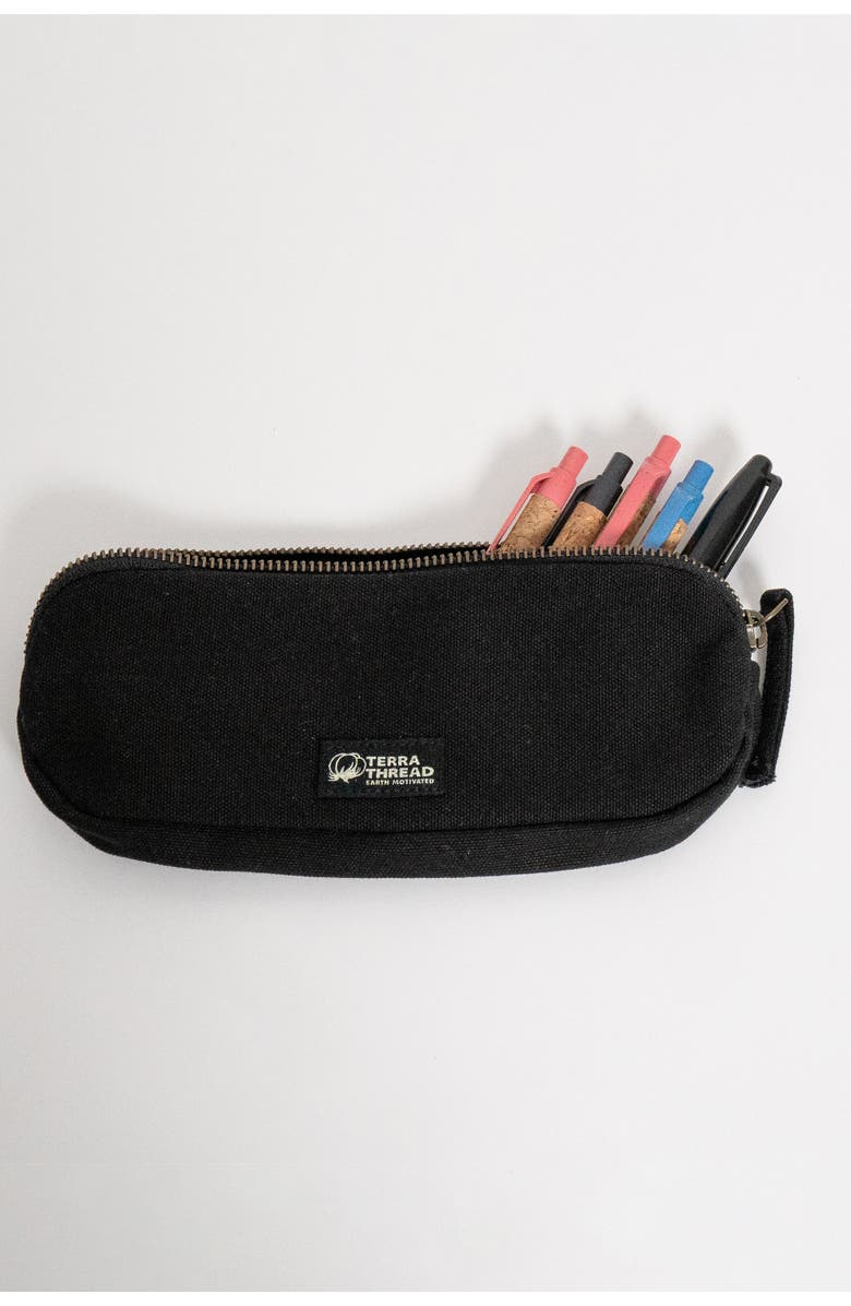Terra Thread Organic Cotton Pencil Bag, Alternate, color, Ivory Black