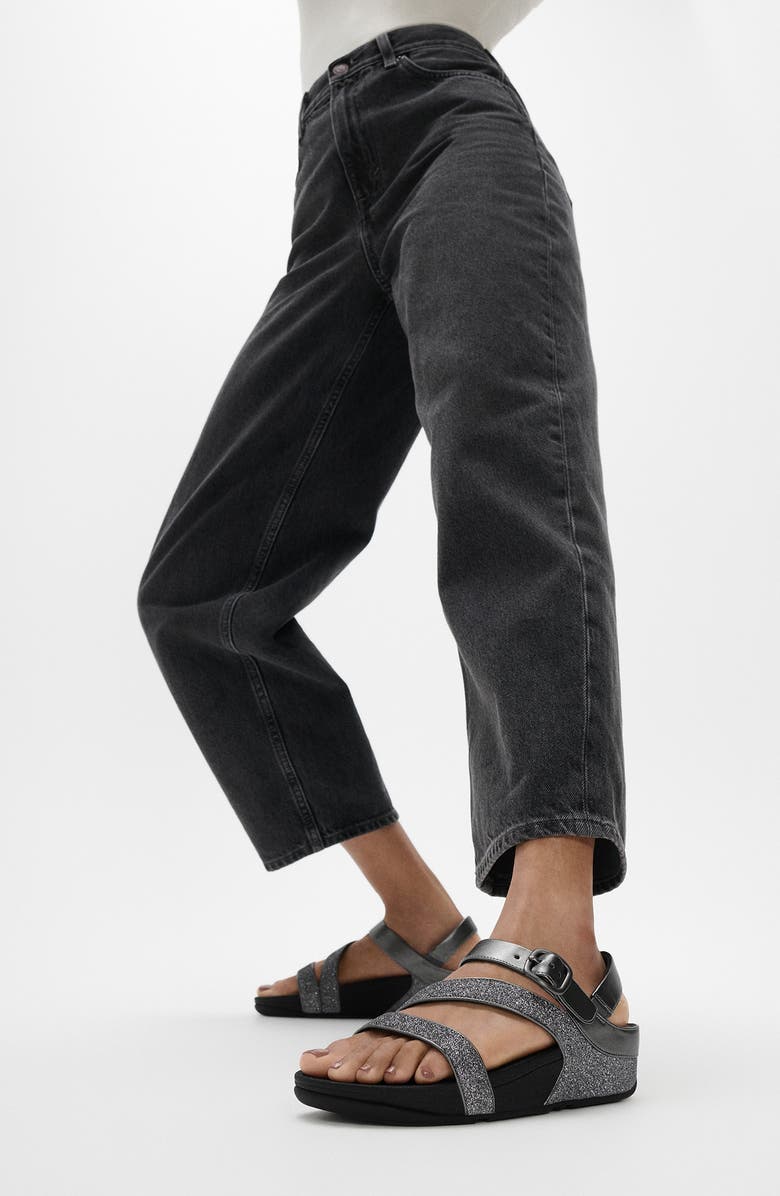 FitFlop Skinny II Glitterdust Z-Strap Sandal, Alternate, color, Pewter