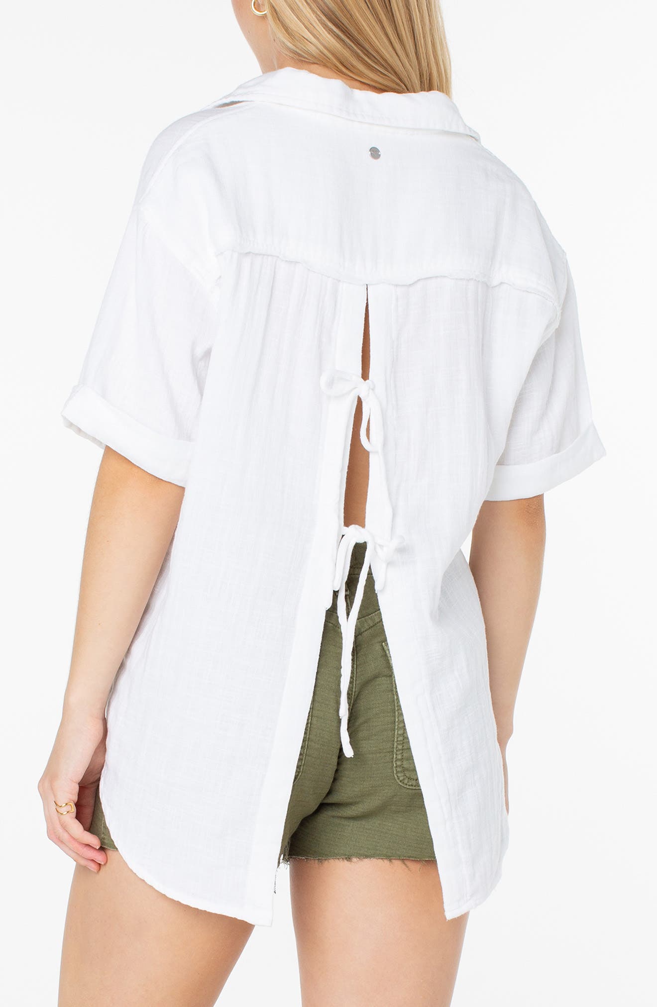 Maile Cotton Gauze Tied Button-Up Shirt - image 2