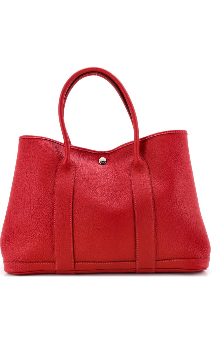Pre-Owned Hermes Garden Party Tote Leather 36, Main, color, Rouge Casaque