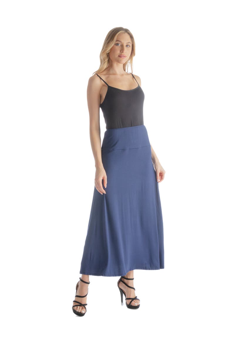 Petite Elastic Waist Maxi Skirt, Alternate, color, Navy