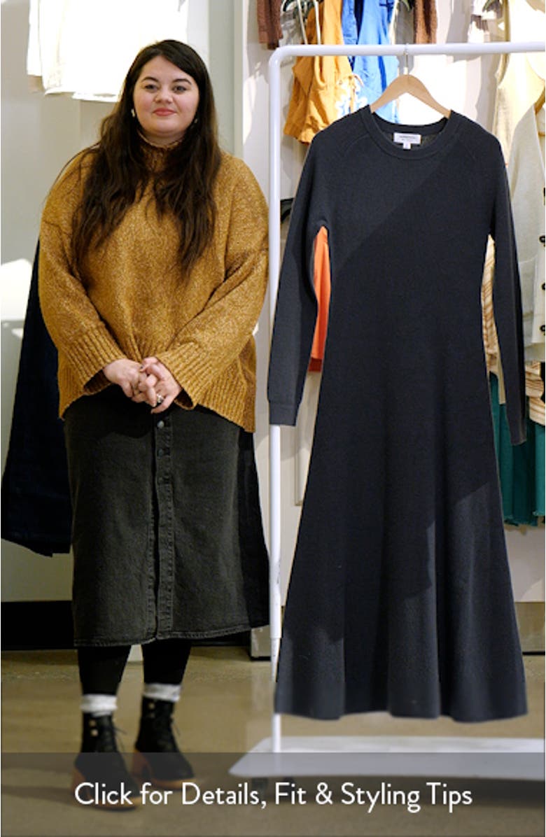 Long Sleeve Wool & Cashmere Rib Maxi Dress, sales video thumbnail