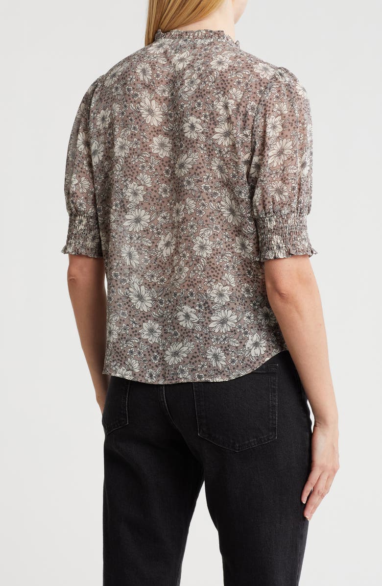 Pleione Puff Sleeve Top, Alternate, color, Stone Stencil Floral
