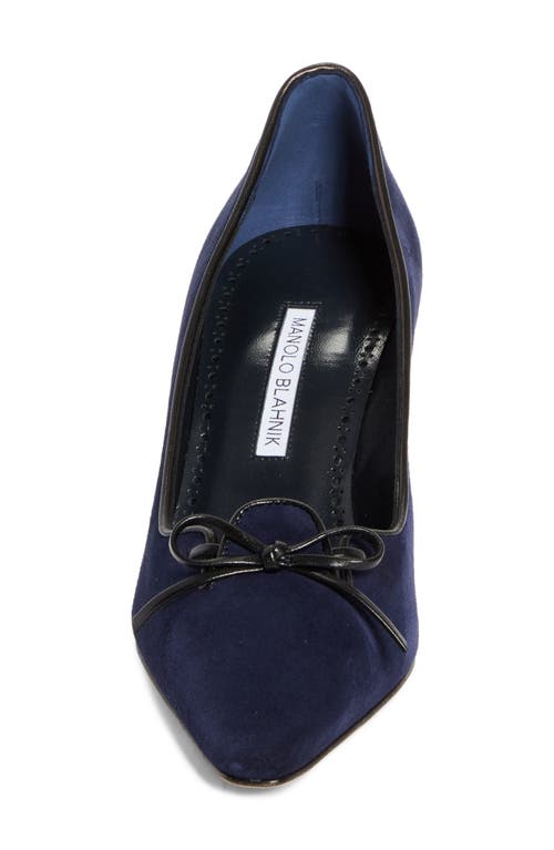Manolo Blahnik Zaman Suede Bicolor Lace-up Pumps In Navy/black