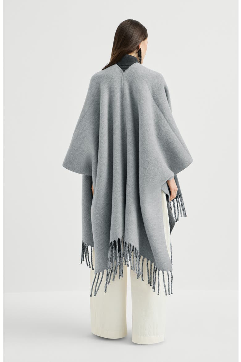 Wool and cashmere double knit reversible poncho, Alternate, color, Light Grey