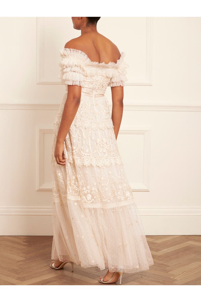 Midsummer Lace Off-shoulder Gown, Alternate, color, Cream
