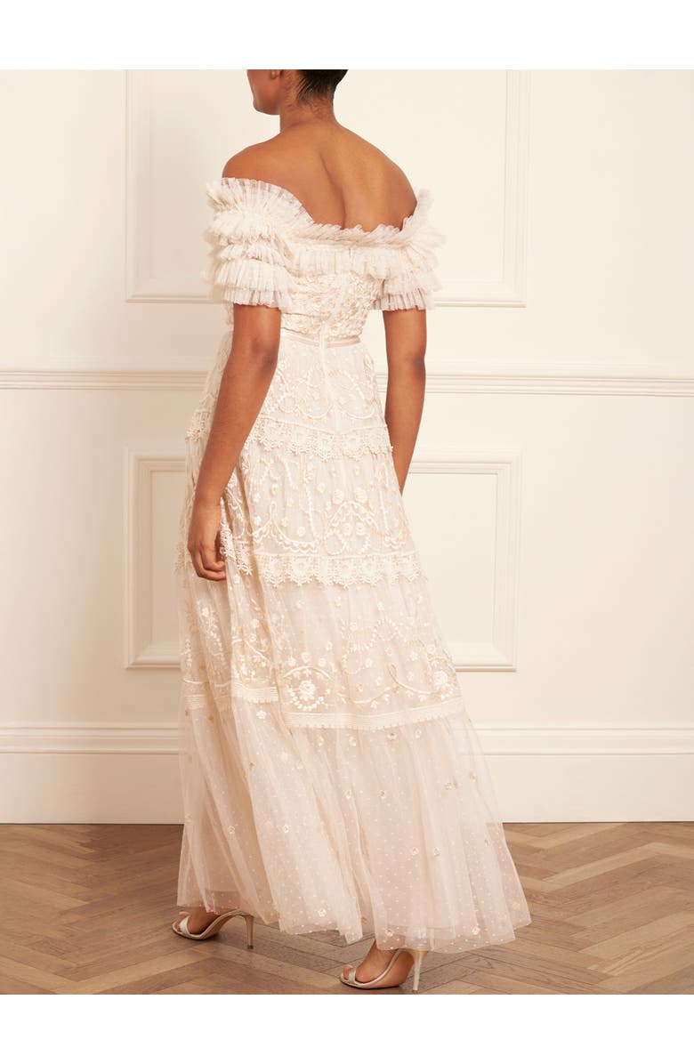 Needle & Thread Midsummer Lace Off-shoulder Gown, Alternate, color, Cream