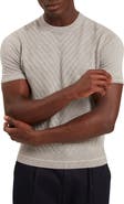 Ted Baker Canon Chevron Texture Short Sleeve Cotton & Wool Crewneck Sweater