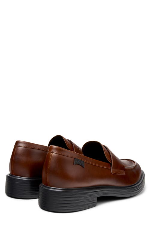 Camper Dean Leather Penny Loafers In Brown