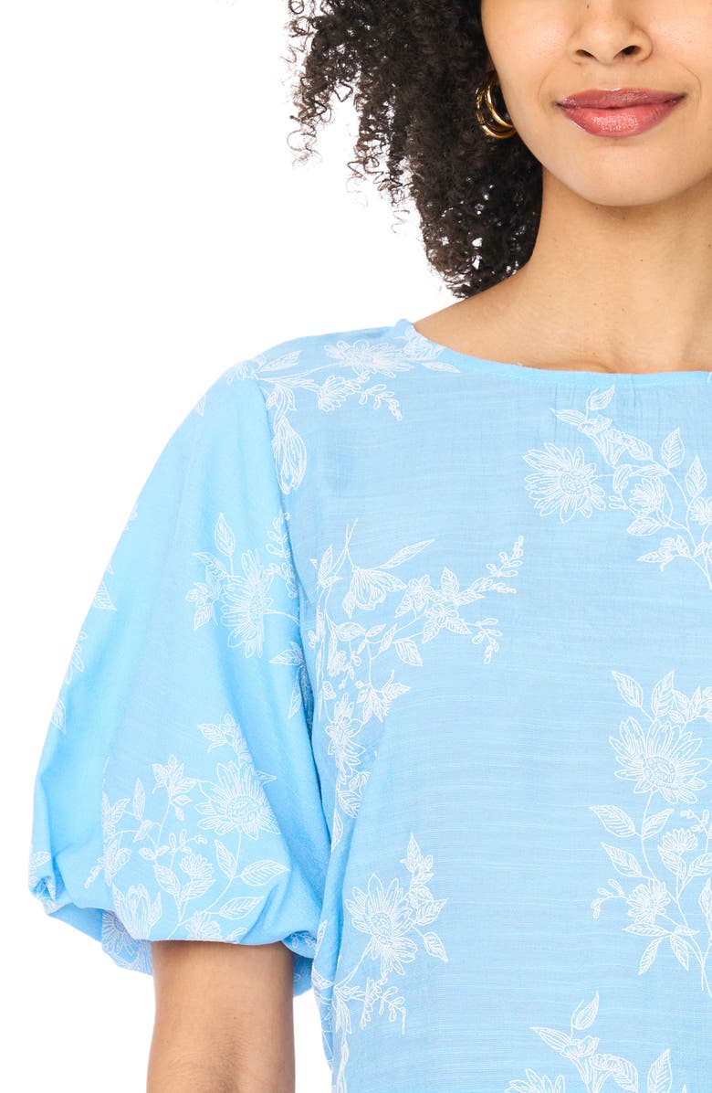 Vince Camuto Floral Puff Sleeve Top, Alternate, color, Bright Periwinkle