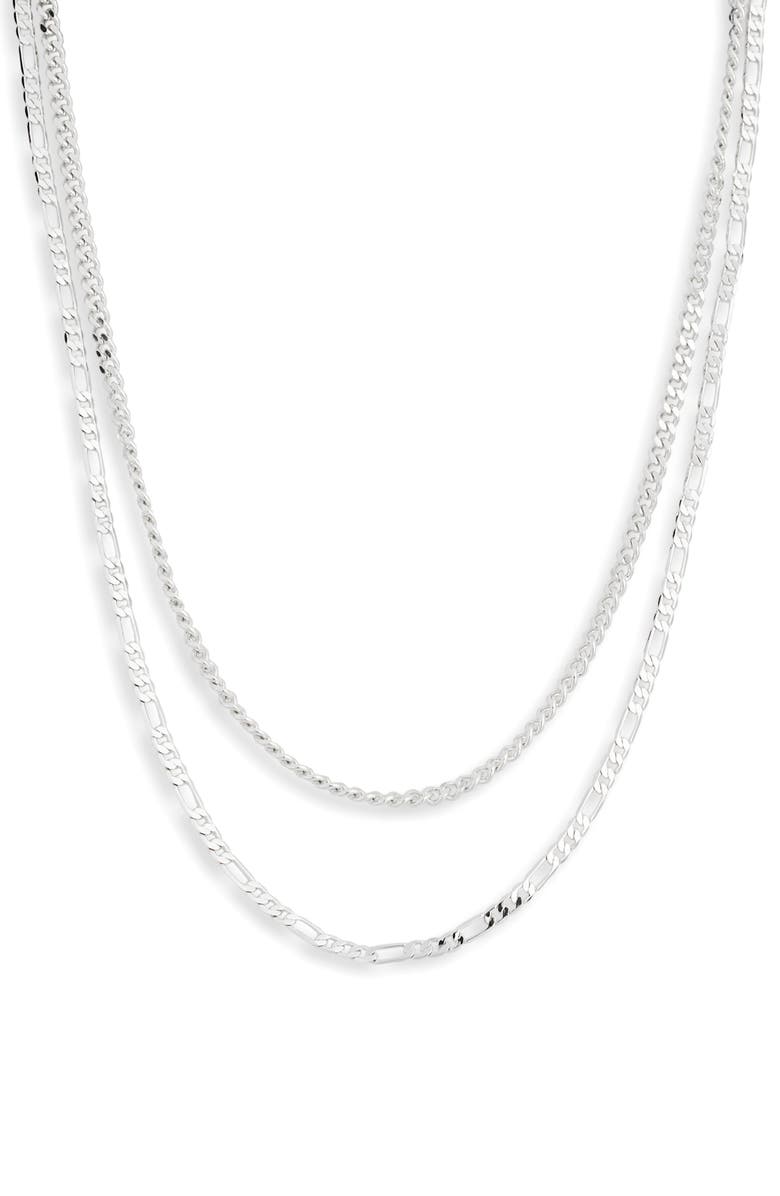 NORDSTROM RACK Demi Fine 2-Pack Chain Necklaces, Main, color, Silver