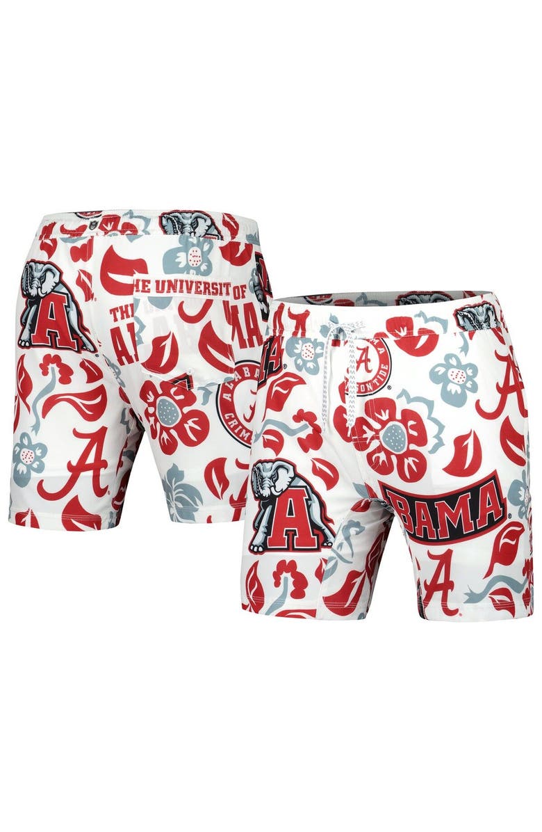 Wes & Willy Men's Wes & Willy White Alabama Crimson Tide Vault Tech Swimming Trunks, Main, color,