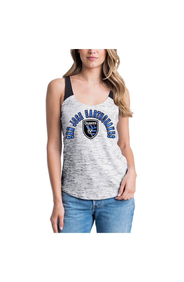 5TH AND OCEAN BY NEW ERA Women's 5th & Ocean by New Era Black San Jose Earthquakes Space Dye Contrast Inserts Racerback Tank Top, Alternate, color, 
