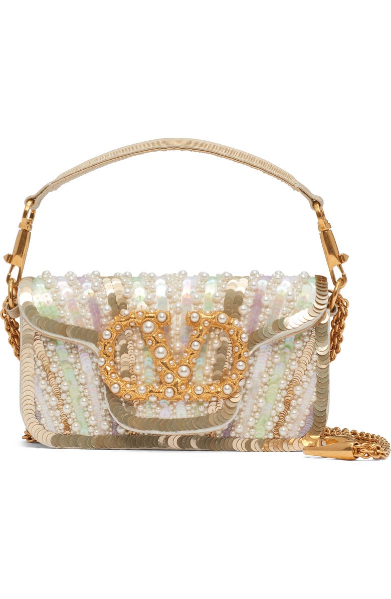 Valentino Garavani Small Locò Jewel VLOGO Embellished Shoulder Bag, Main, color, Multicolor/ Burro/ Cream