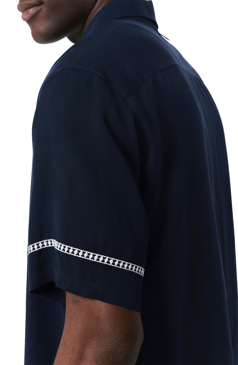 rag & bone Dalton Embroidered Short Sleeve Button-Up Shirt, Alternate, color, Blue