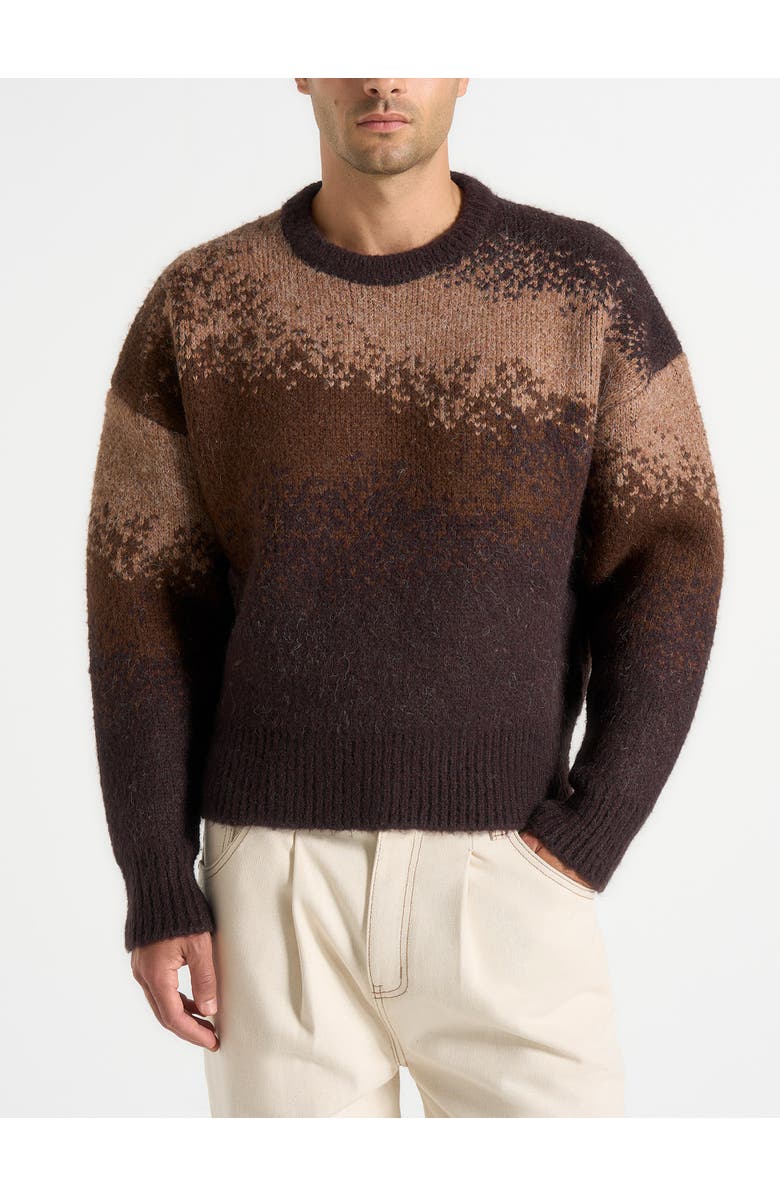 Manière De Voir Yani Ombre Wool Crewneck Sweater, Main, color, Brown