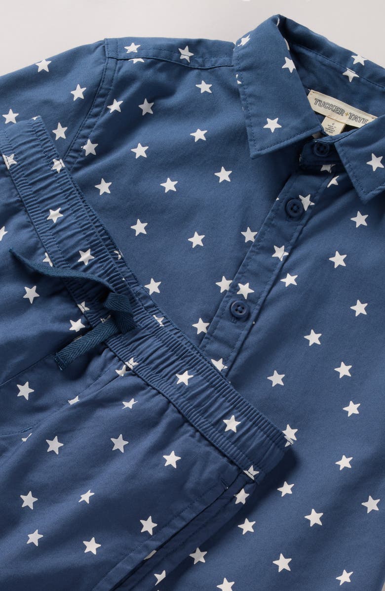 Tucker + Tate Kids' Print Short Sleeve Button-Up Shirt & Shorts Set, Alternate, color, Navy Denim Starry Stars