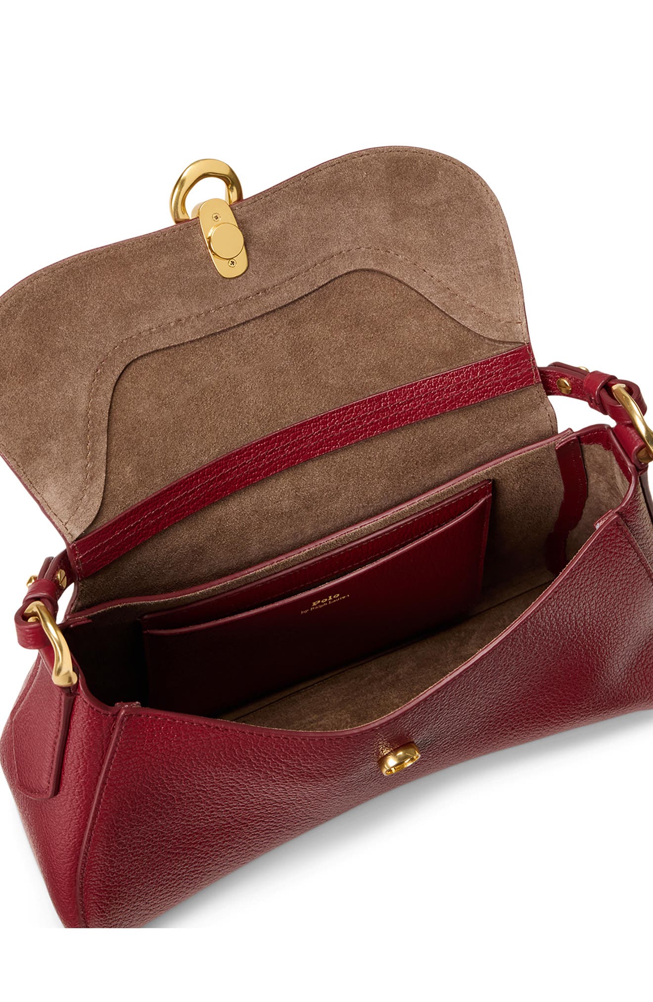 Polo ID Leather Shoulder Bag, Alternate, color, CURRANT