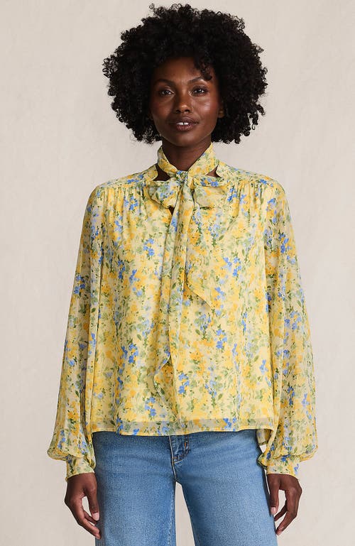 Lands' End Chiffon Removable Tie Neck Blouse In Gold