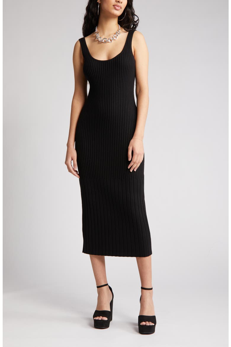 Ribbed Sweater Tank Dress, Alternate, color, BLACK
