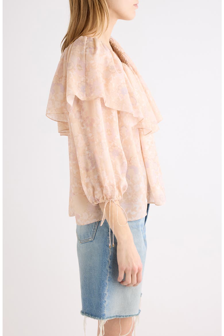 Painted Flower Silk Charmeuse Top, Alternate, color, MULTICOLOR PINK 1