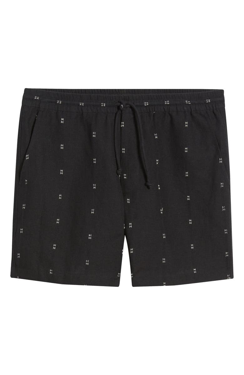 rag & bone Marc Embroidered Cotton & Linen Drawstring Shorts, Alternate, color, Black