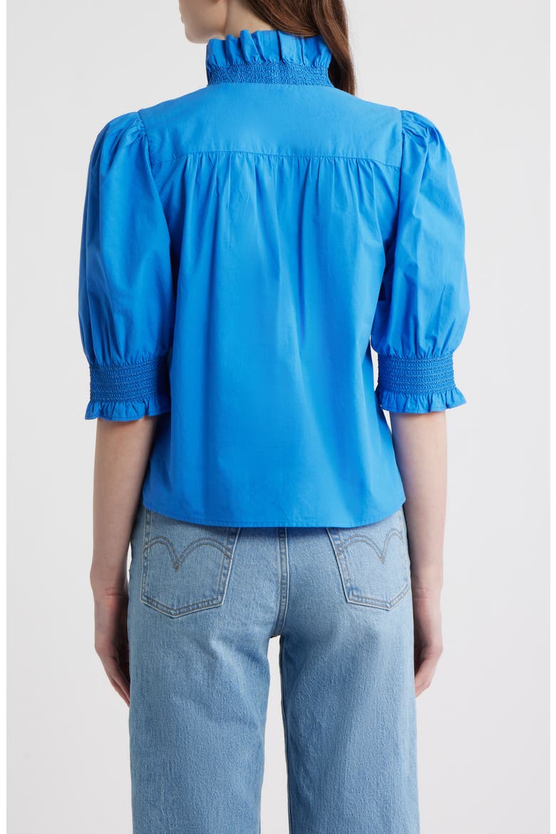 Zuri Ruffle Puff Sleeve Shirt, Alternate, color, PALACE BLUE