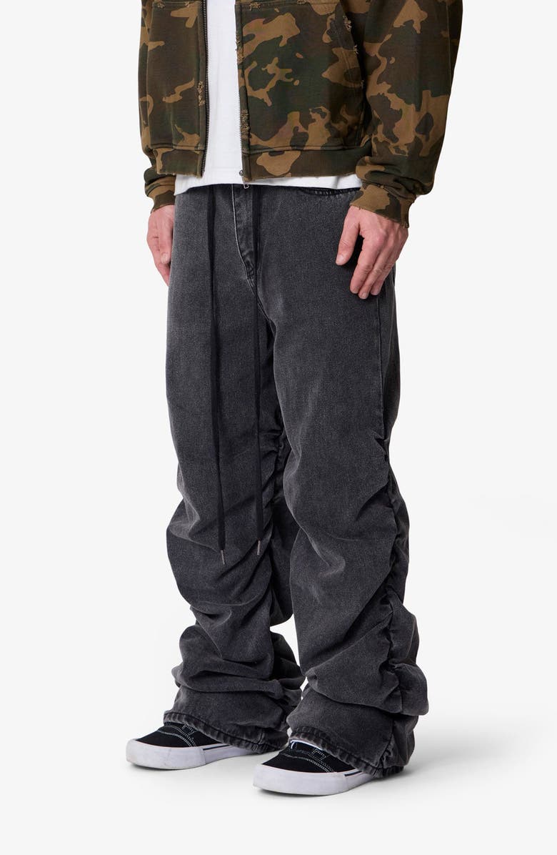 mnml Ruched Denim Wide Leg Jeans, Alternate, color,