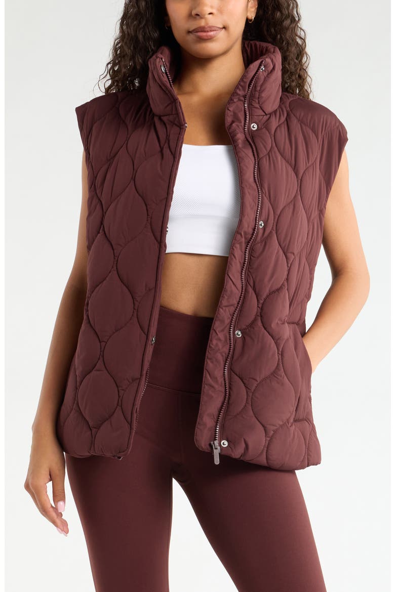 Skyline Belted Puffer Vest, Main, color, BROWN RISTRETTO