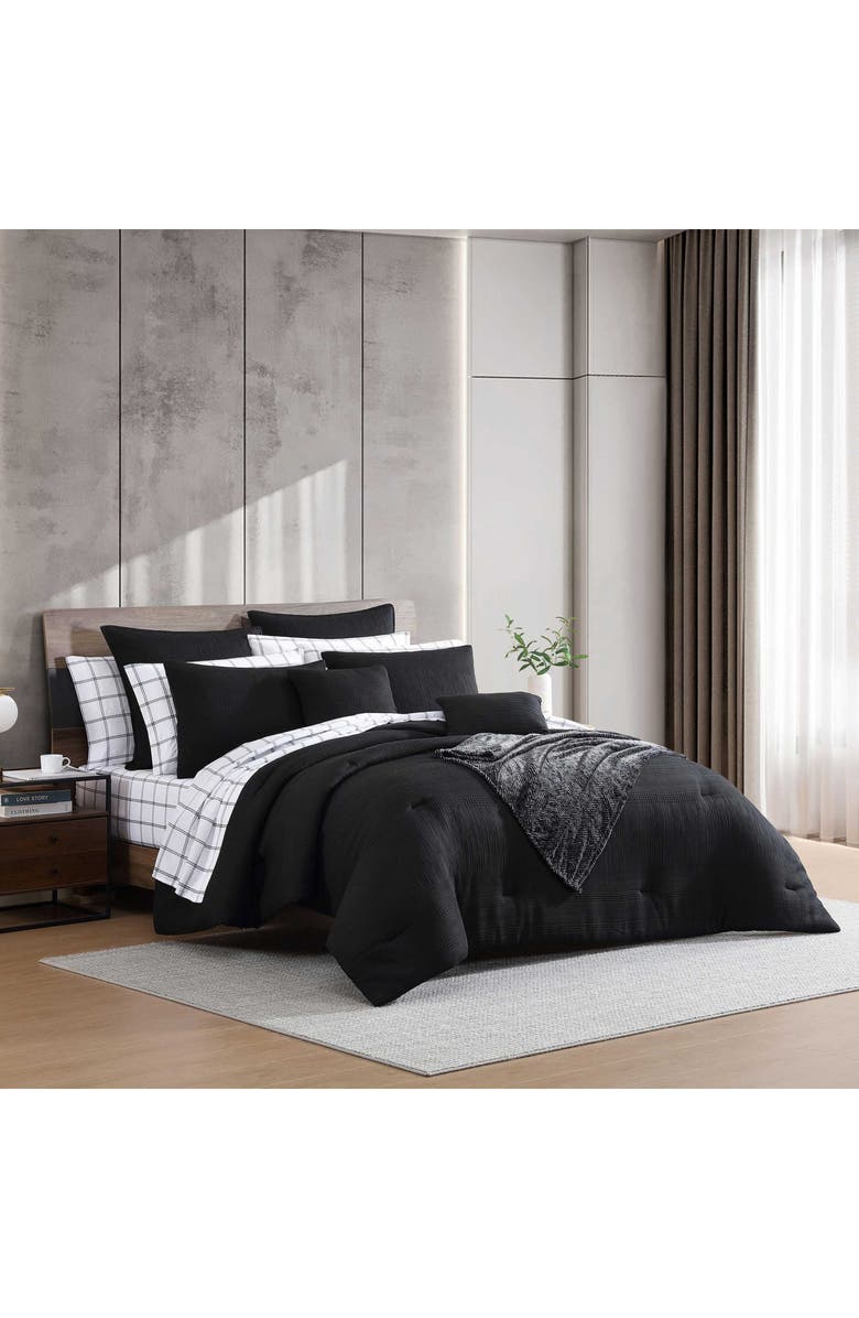 Kenneth Cole Reversible Variegated Waffle 14-Piece Comforter Set, Alternate, color, Black