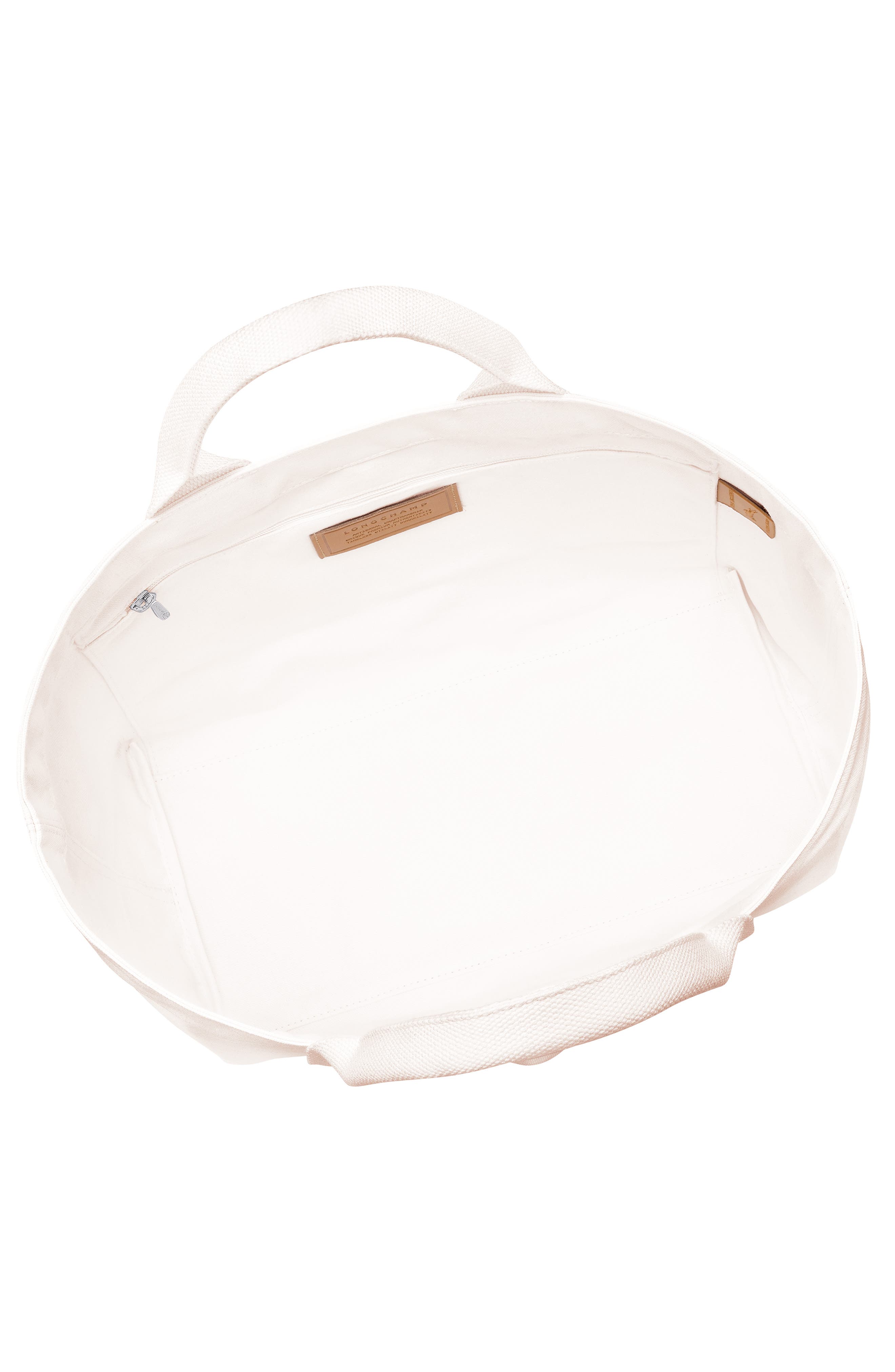 Longchamp Large Le Roseau Cotton Canvas Tote, Alternate, color, Ecru