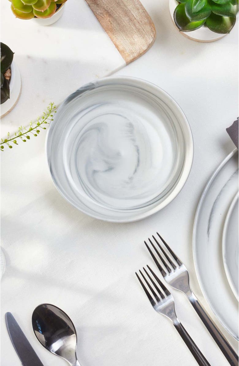 Stone Lain Brighton Porcelain 16-Piece Dinnerware Set, Alternate, color, Gray