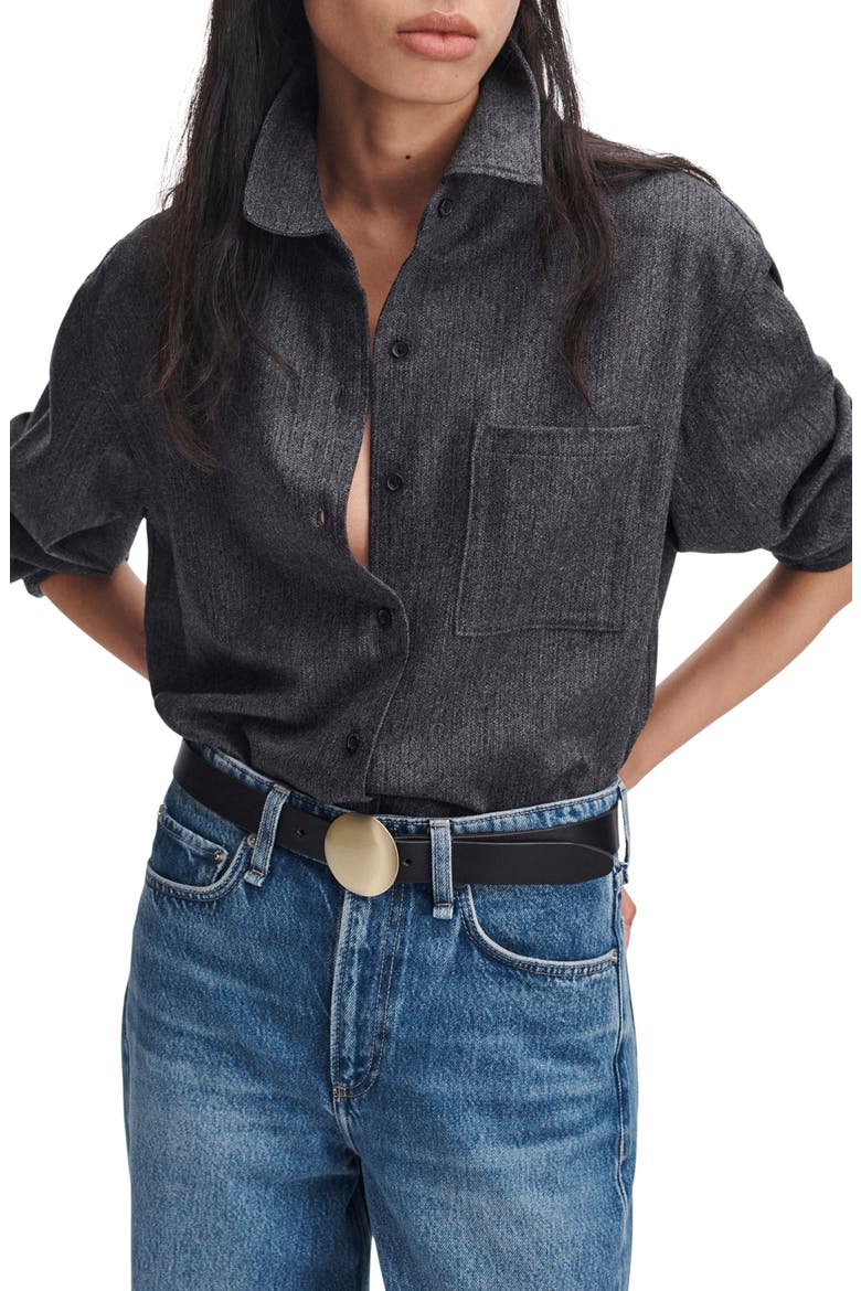 Connie Tailored Wool & Cashmere Shirt, Alternate, color, CHARCOAL MULTI