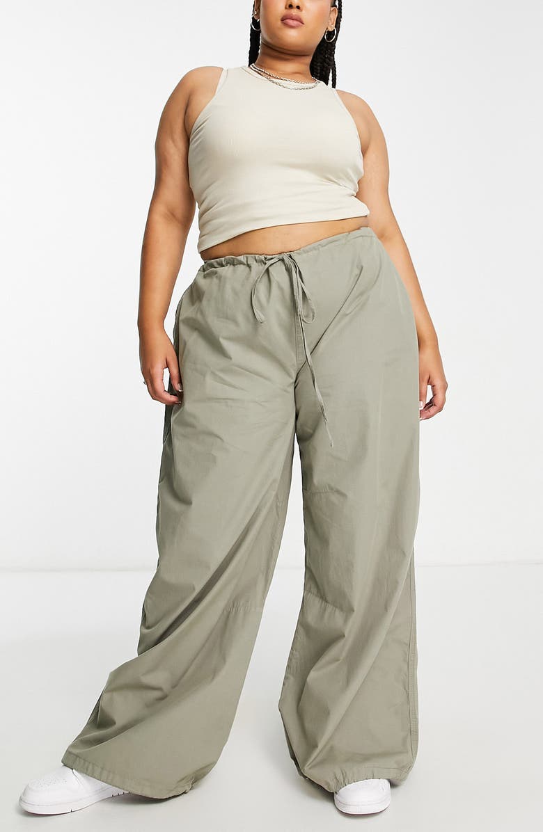 ASOS DESIGN Curve Cotton Parachute Pants, Alternate, color,