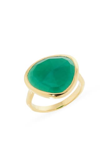 Monica Vinader Siren Green Onyx Ring In Gold