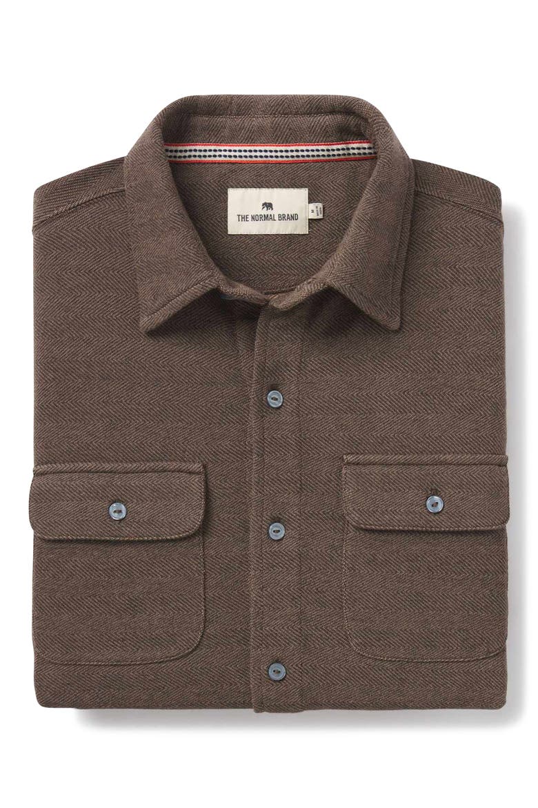 Textured Knit Long Sleeve Button-Up Shirt, Alternate, color, JAVA