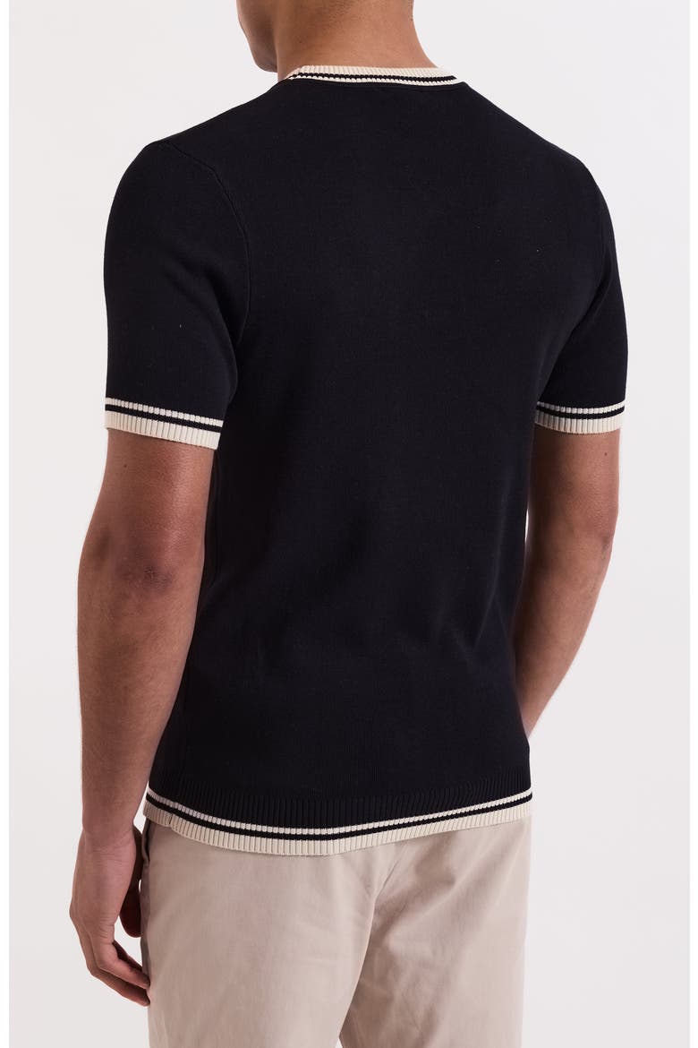 Riccio Slim Knit Tipped Tee, Alternate, color, Black
