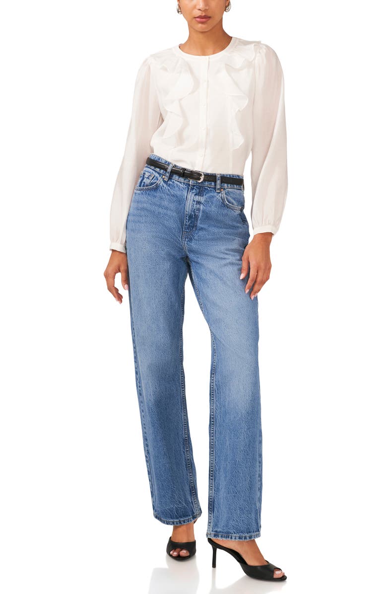 1.STATE Ruffle Trim Shirt, Alternate, color, New Ivory