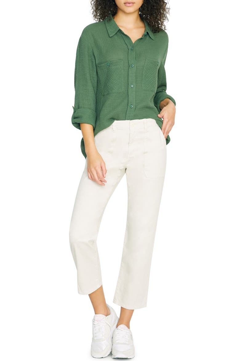 Steady Boyfriend Roll Tab Shirt, Alternate, color, PEACE GREEN